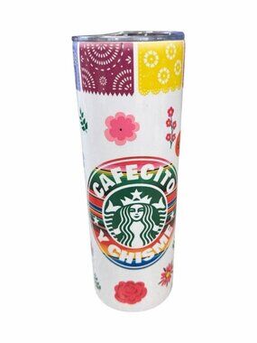 Cafecito Y Chisme Colorful Floral Insulated Tumbler With Lid 20‎ Oz